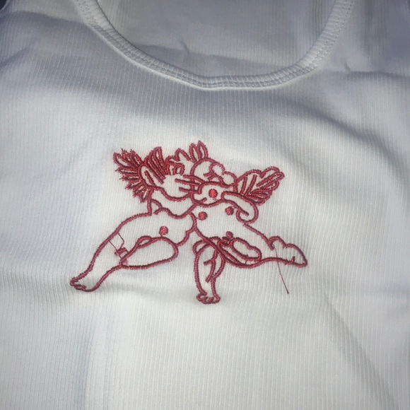 2X HP! NEW! WHITE CROPPED ANGEL RACERBACK - Picture 5 of 5